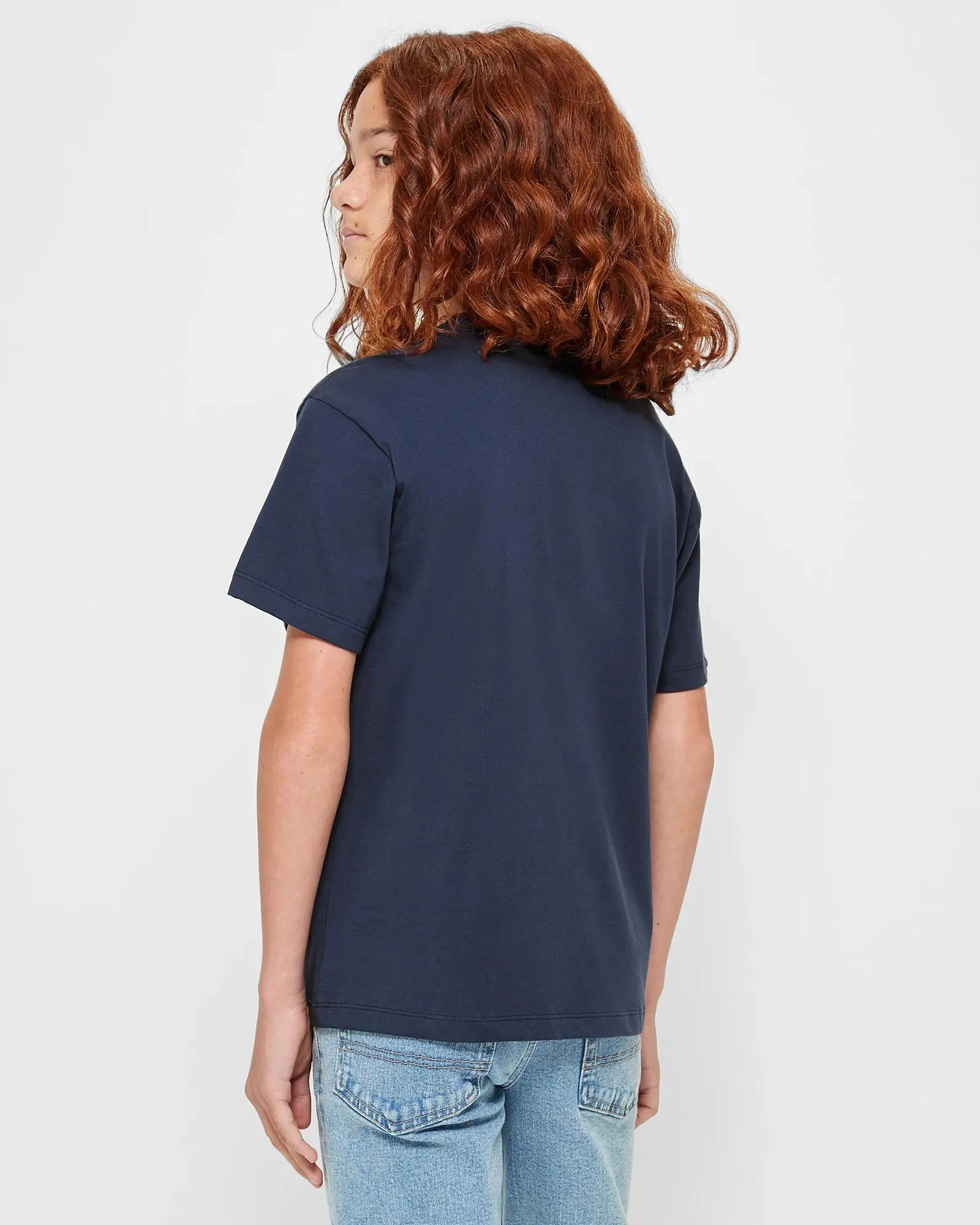 popular  Organic Cotton Loose Fit Print T-shirt - Navy Blue