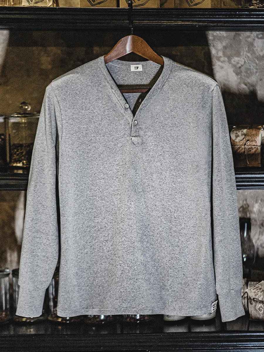 "Y" Collar Long-Sleeve Henley Shirt