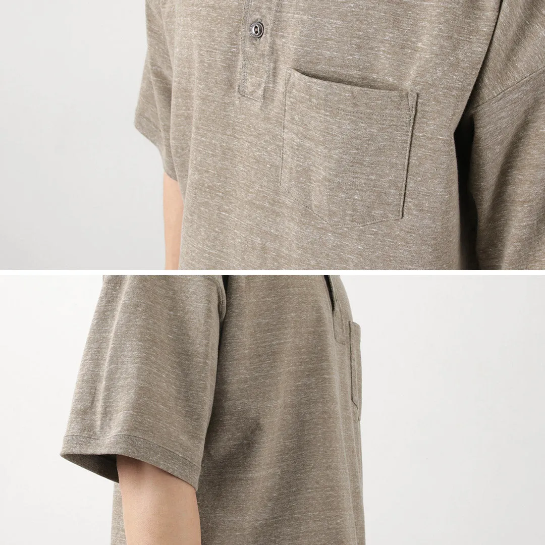 REMI RELIEF / Melange jersey short sleeve henley neck pocket T-shirt