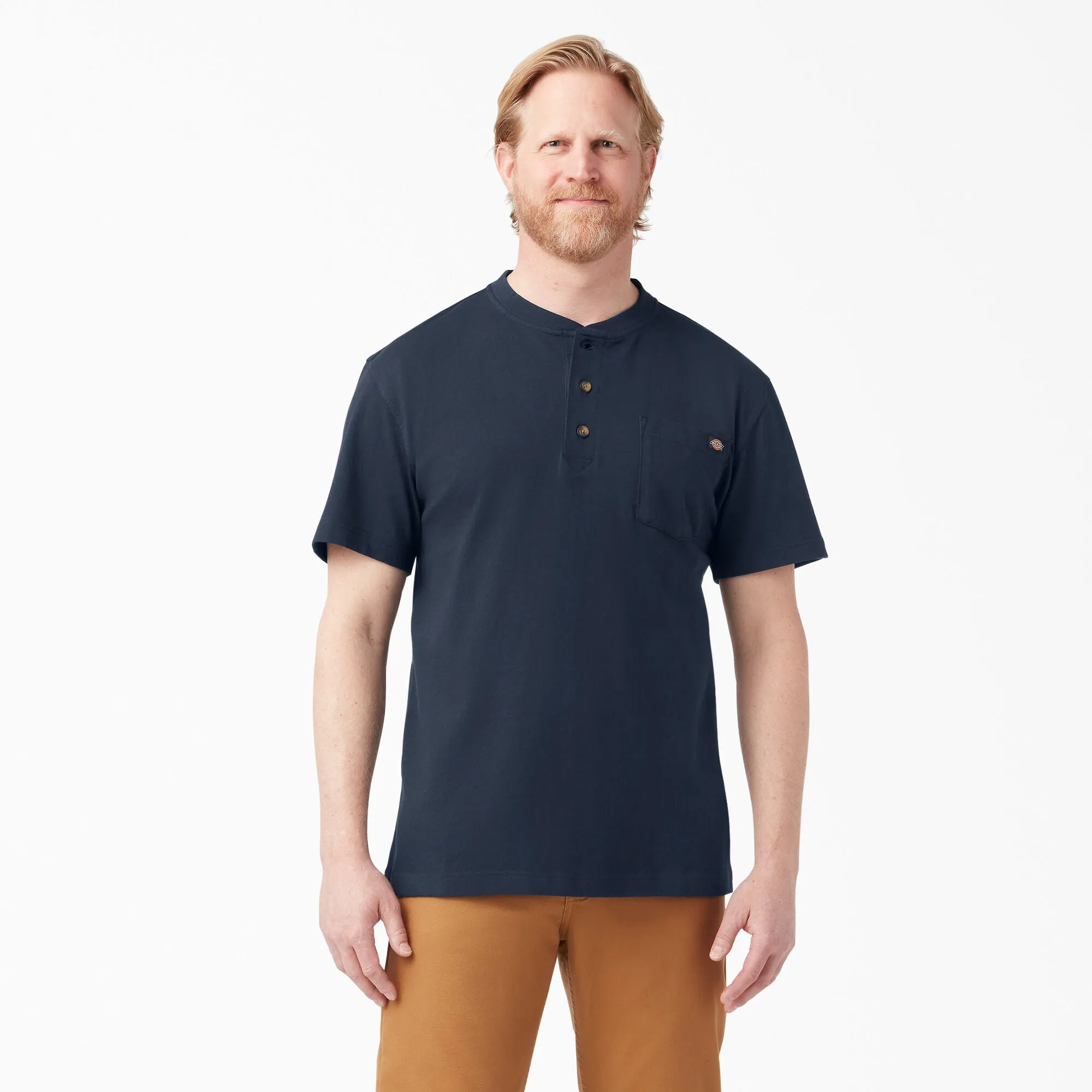 Short -Sleeved Shirt - Dickies Short Sleeve Heavyweight Henley T-Shirt, Dark Navy, WS451DN