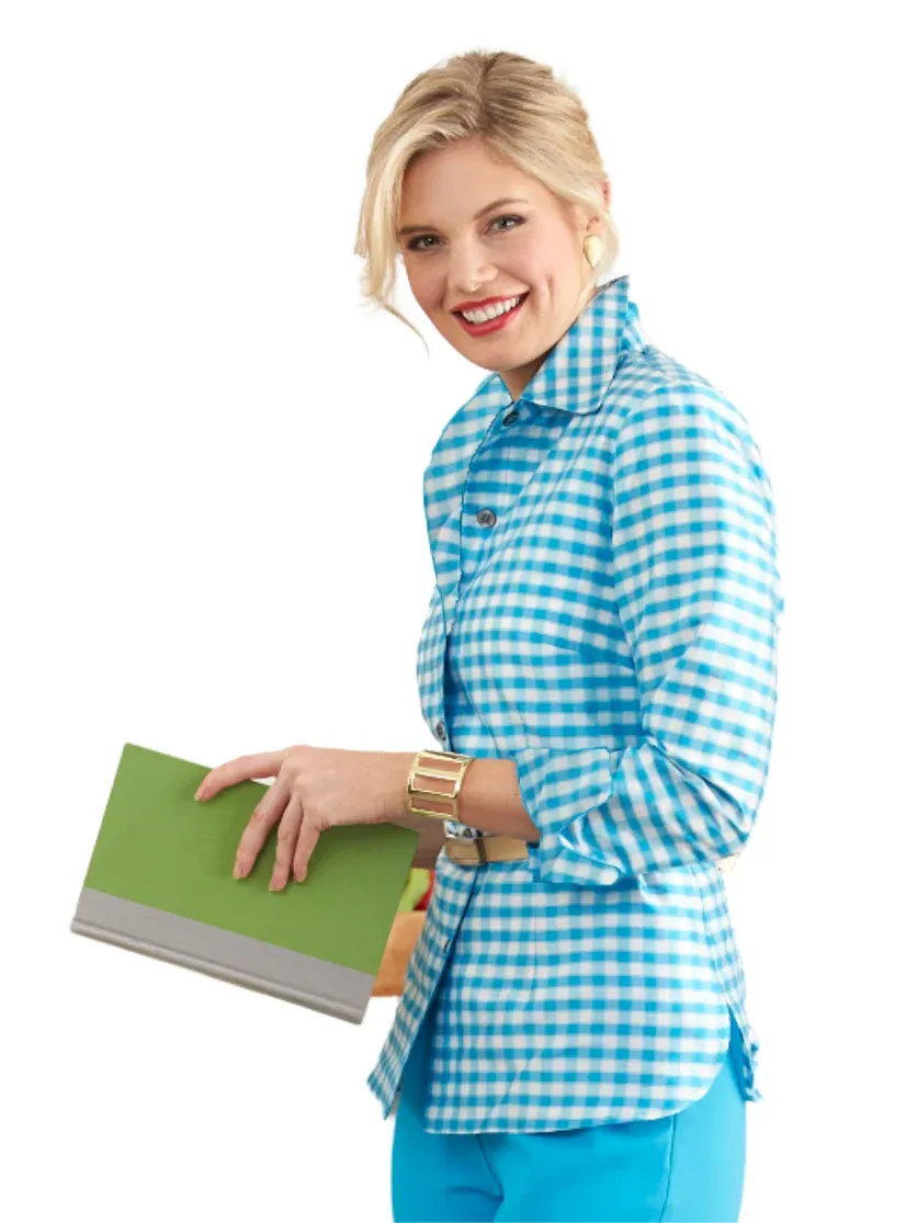 Silk Dupioni Ribbon Gingham Cara Shirt