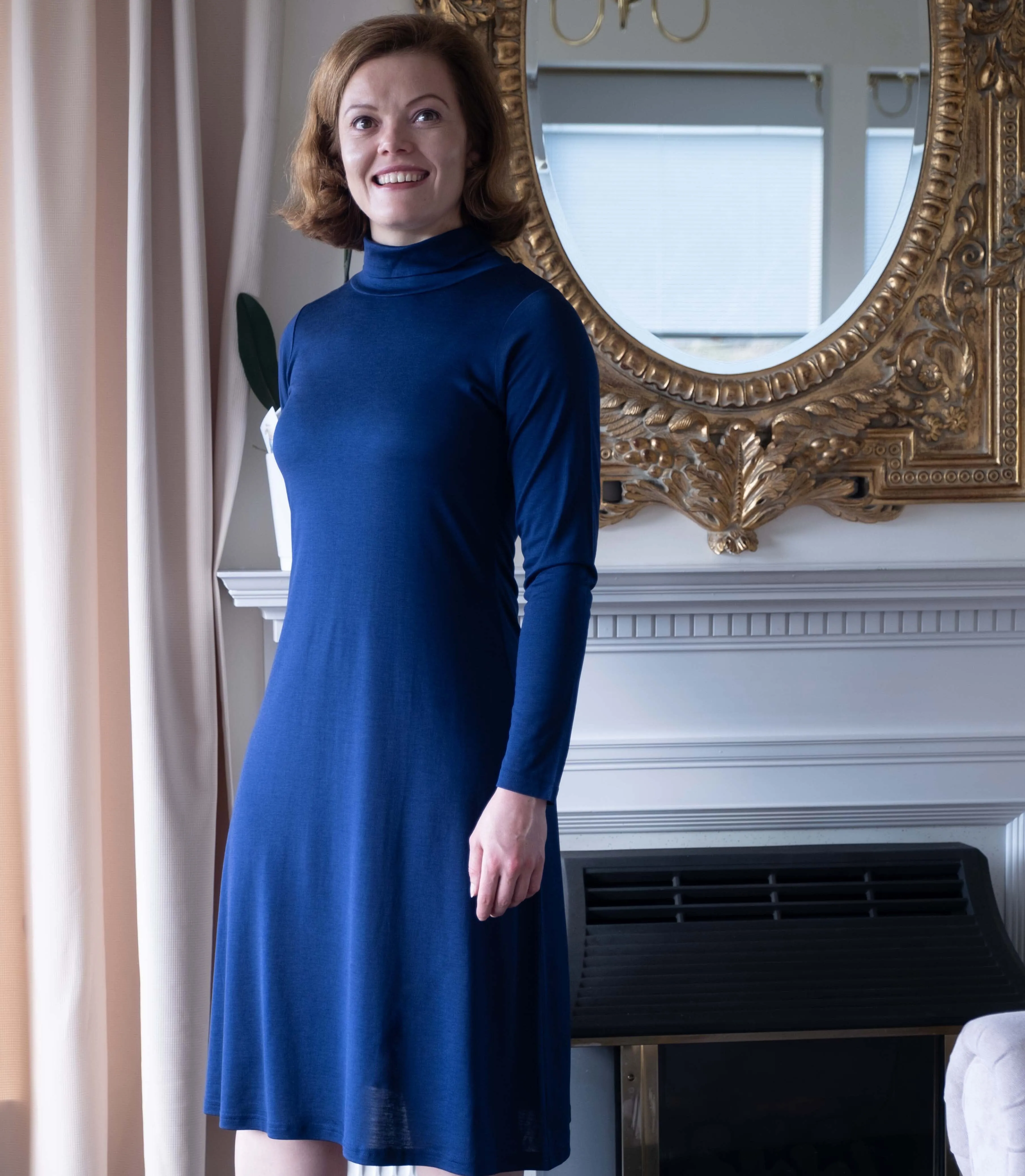 Silkspun High-Neck Dress