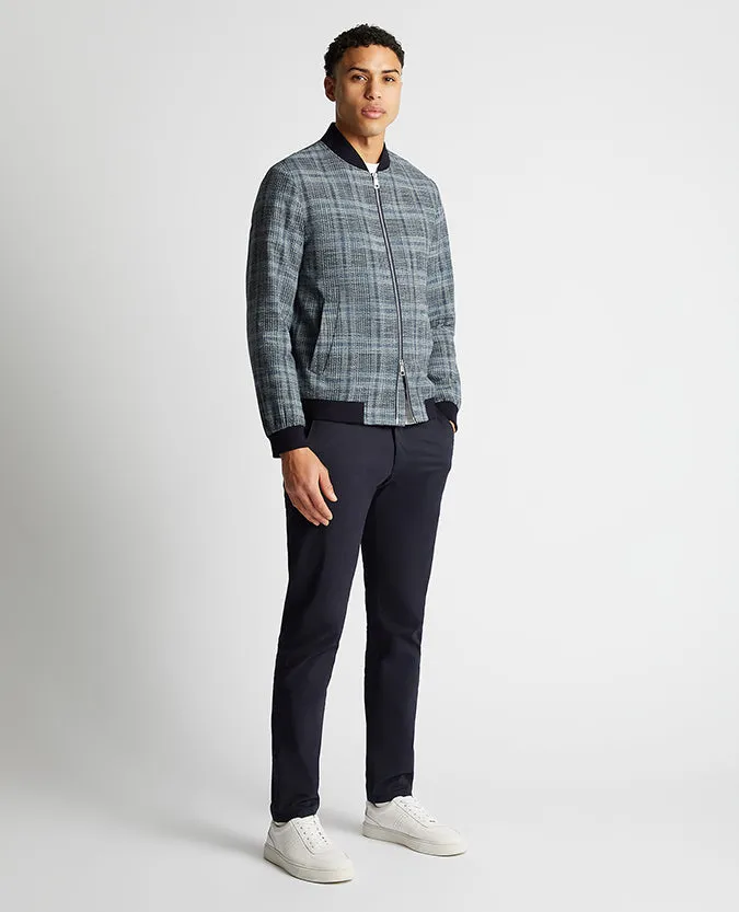 Slim fit Cotton-Blend Checked Bomber Jacket