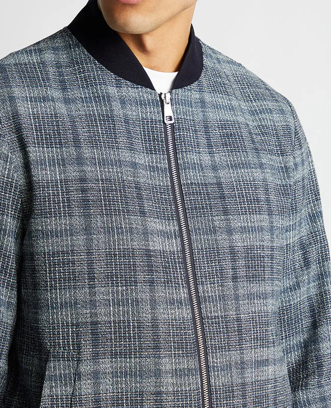 Slim fit Cotton-Blend Checked Bomber Jacket