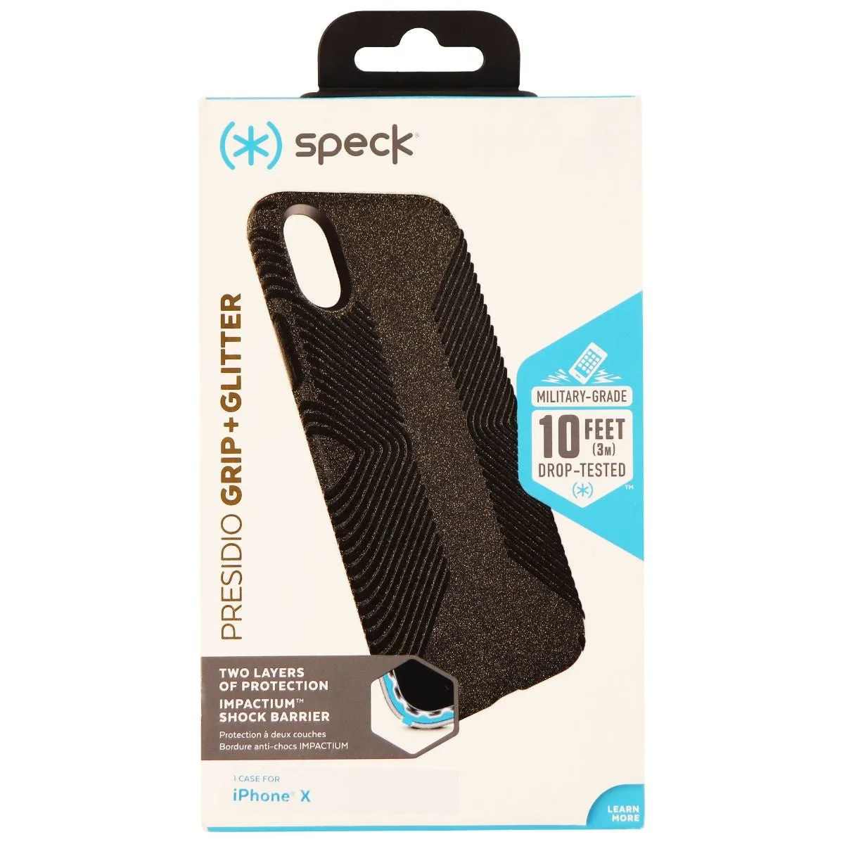 Speck Presidio Grip Glitter Series Case for Apple iPhone Xs/X - Black/Glitter