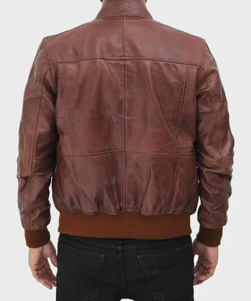 Steven Men's Dark Brown Bomber Distressed Leather Jacket