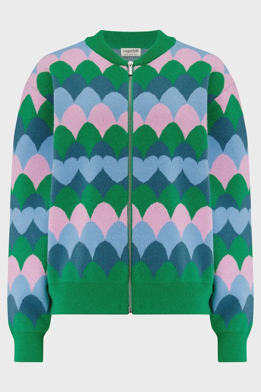 Sugarhill Brighton Solana Knitted Bomber Multi Heart Scallop