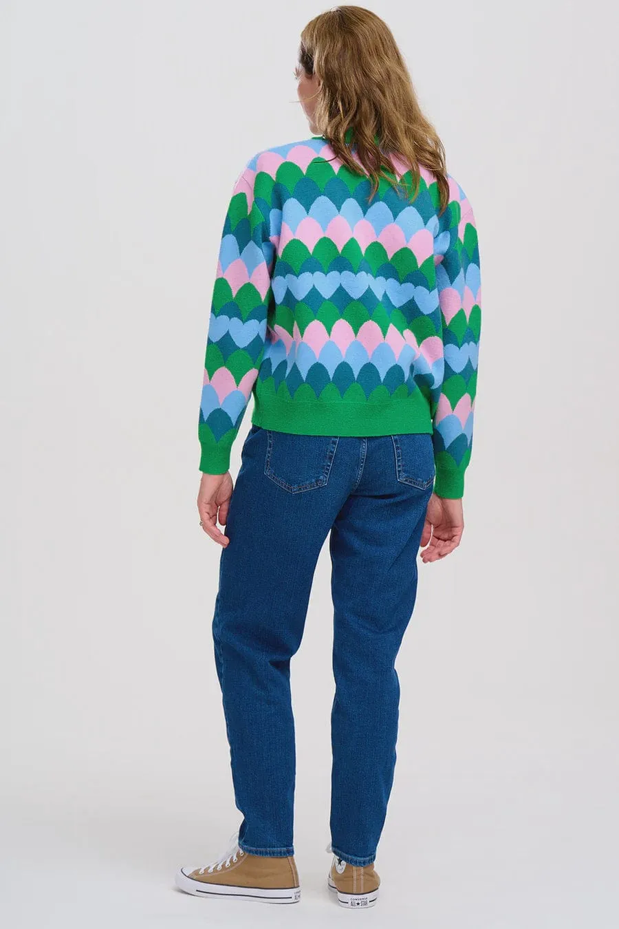 Sugarhill Brighton Solana Knitted Bomber Multi Heart Scallop