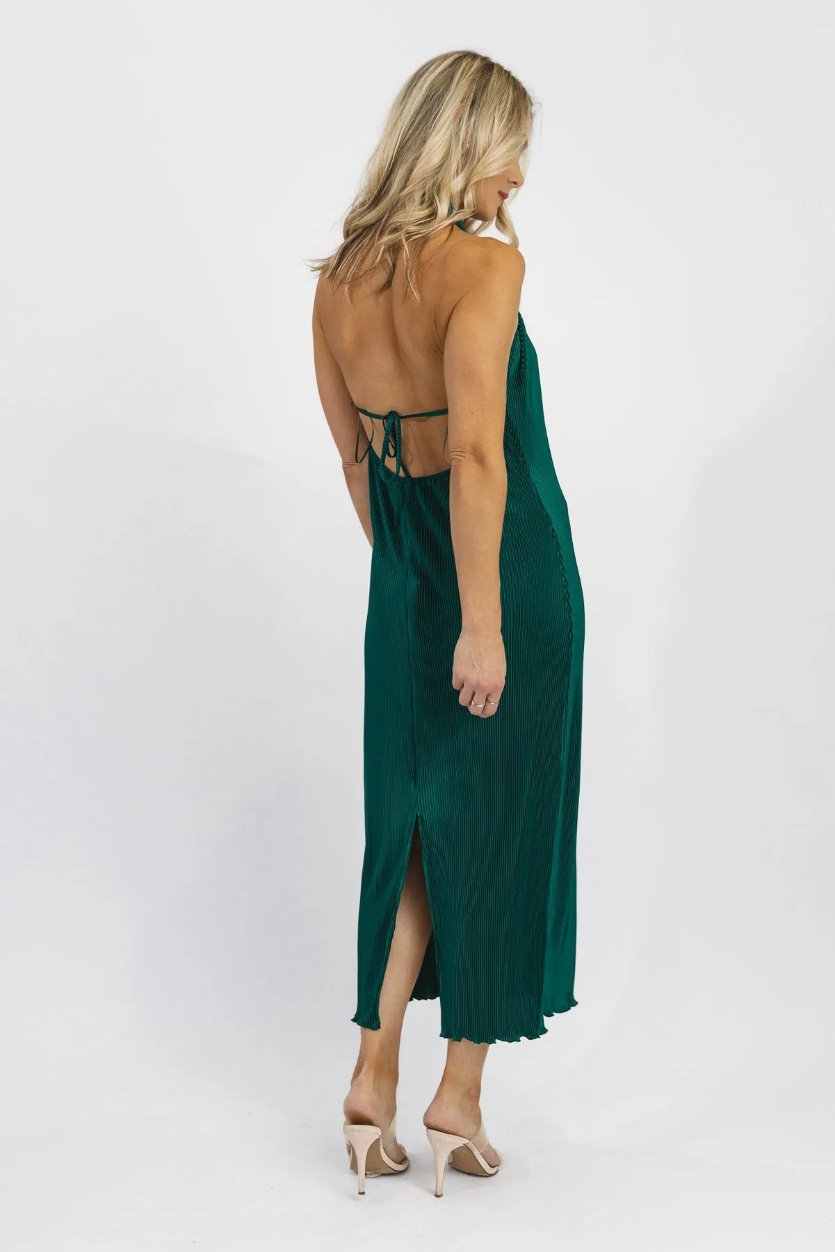 Sunset Secret Green Halter Midi Dress - Final Sale