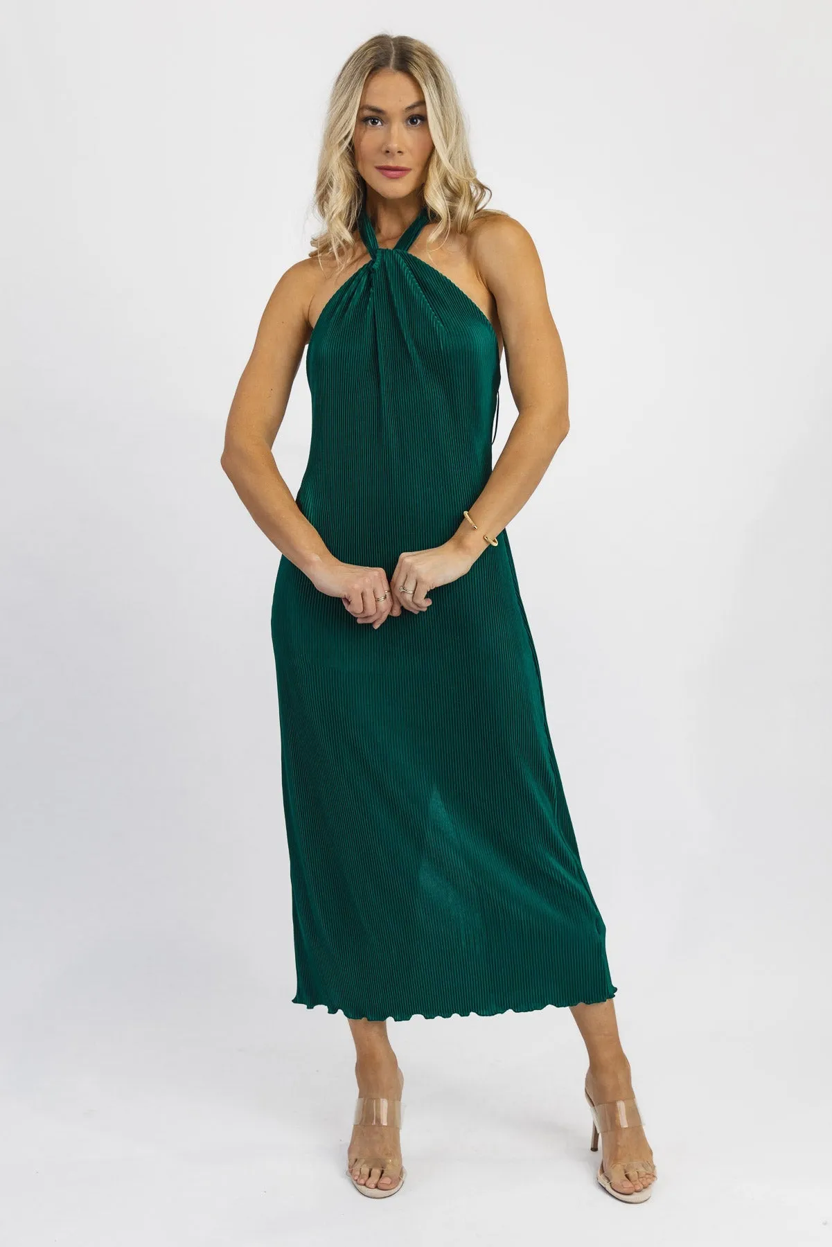 Sunset Secret Green Halter Midi Dress - Final Sale