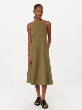 The Bustier Poplin Long Dress in Brown Green