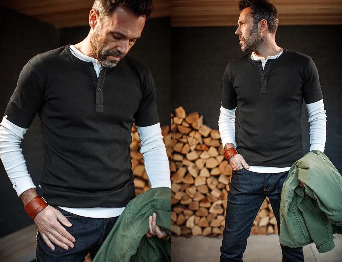 The New Elder Henley Short Sleeve Shirt Black