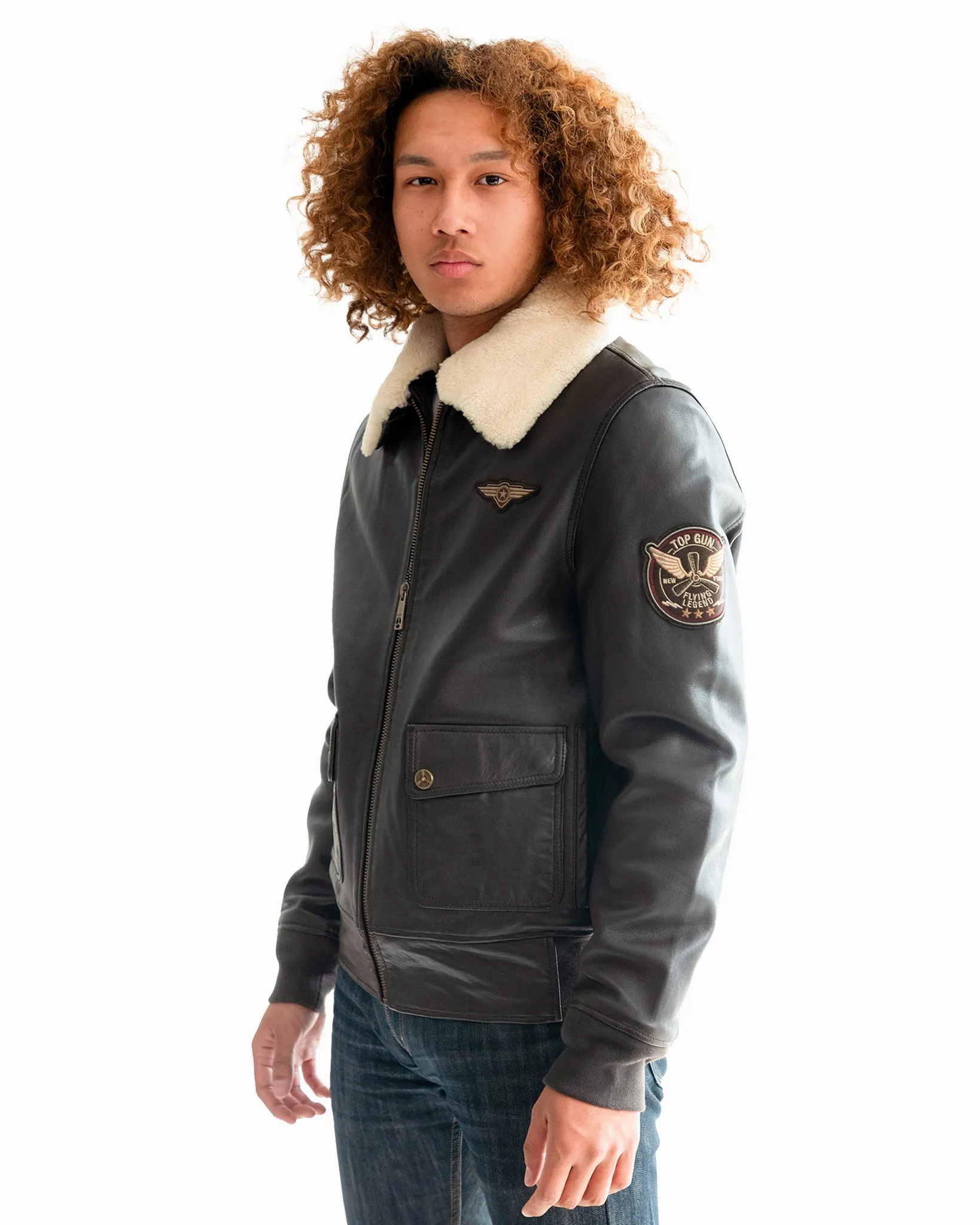 TOP GUN® AVIATOR LUXURY LEATHER BOMBER