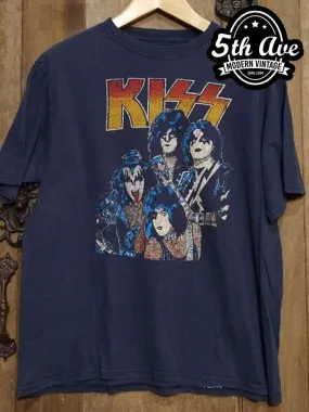 Triple Logo KISS Band T-Shirt: Single-Stitch, Crewneck, 100% Cotton with Front Band Members Graphic, 30-Day Satisfaction Guarantee