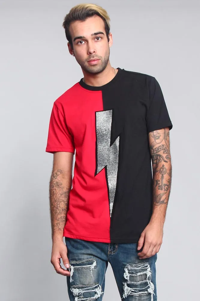 Two Tone Crystal Thunderbolt T-Shirt