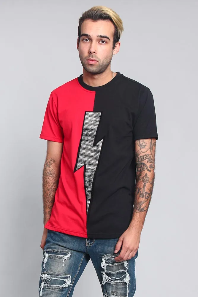 Two Tone Crystal Thunderbolt T-Shirt