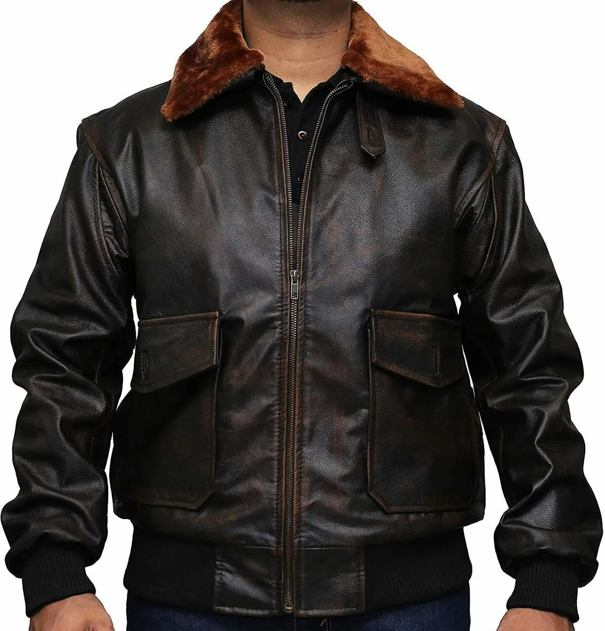 U.S Navy G-1 Military Flight Men's Genuine Leather Jacket