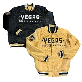 Vegas Golden Knights Varsity Full-Snap Reversible Satin Bomber Jacket - Black/Gold