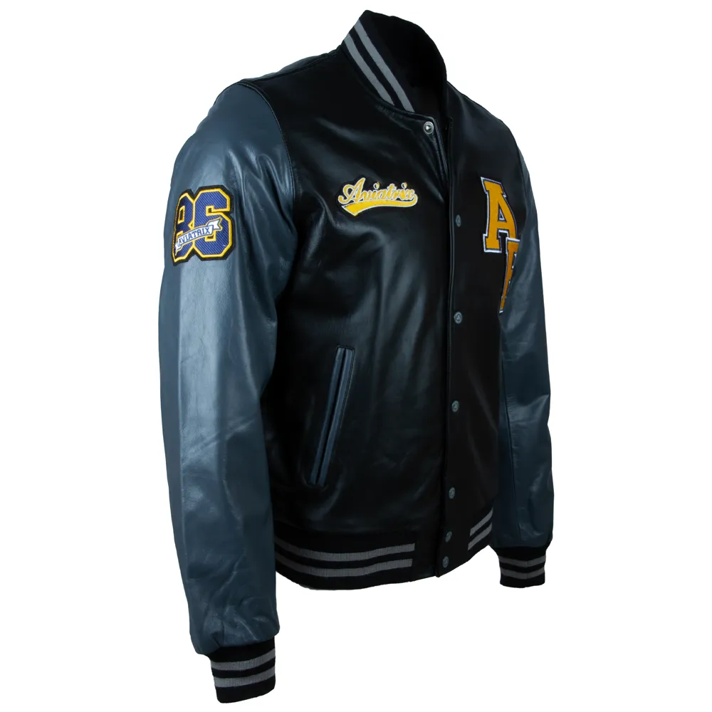 VZH7 Men's Varsity Jacket - Black/Grey