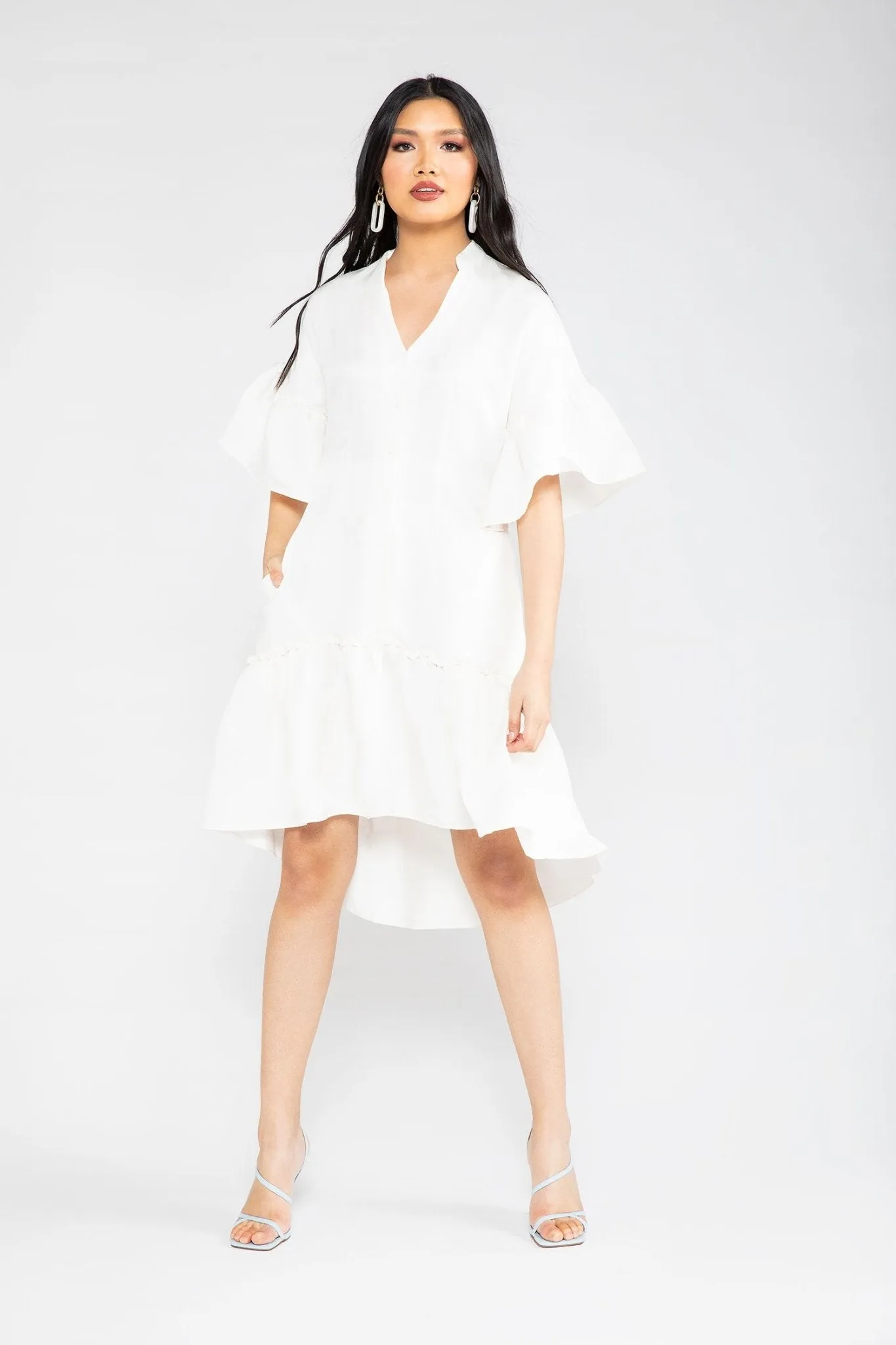 White Cupro Elizabeth Dress