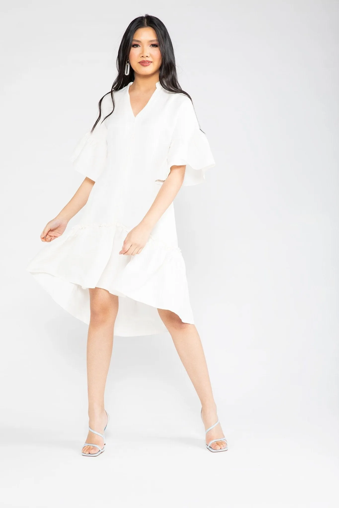 White Cupro Elizabeth Dress