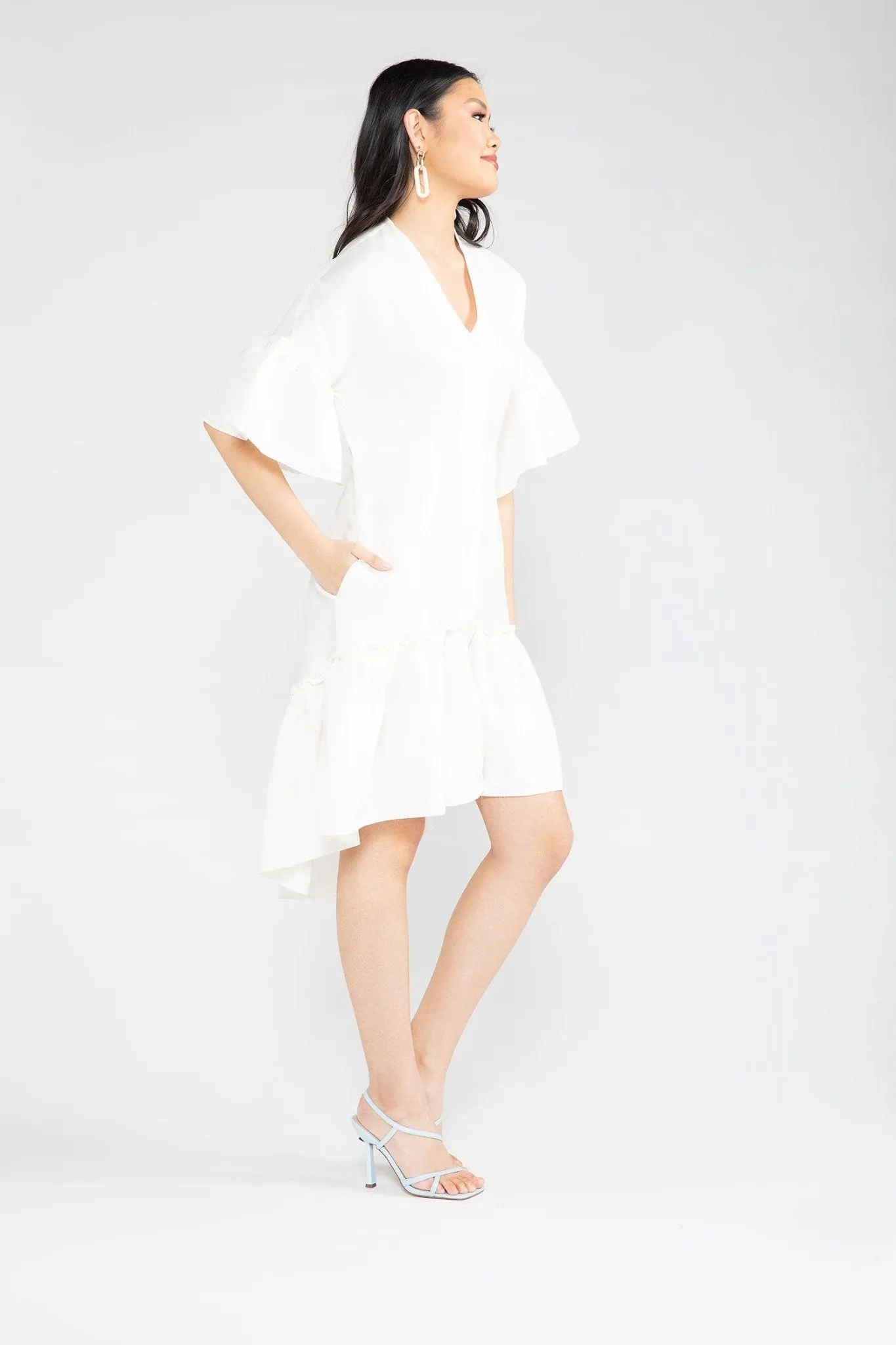 White Cupro Elizabeth Dress