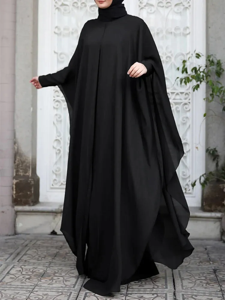 Women's Chiffon Abaya with Long Sleeves - Stylish, Hijab