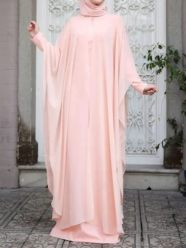 Women's Chiffon Abaya with Long Sleeves - Stylish, Hijab