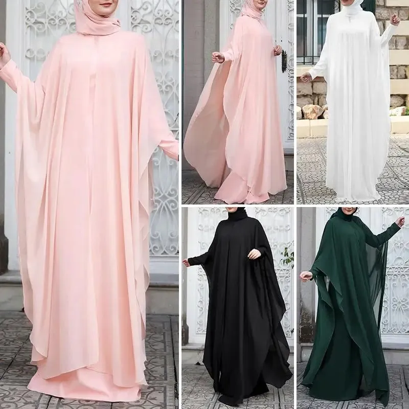 Women's Chiffon Abaya with Long Sleeves - Stylish, Hijab