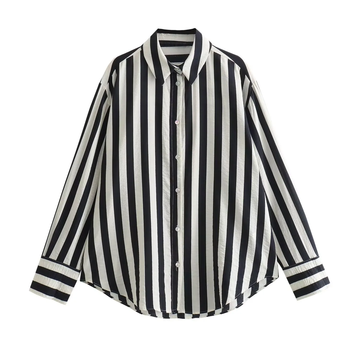 Women's Long Sleeve Loose Casual Striped Shirt