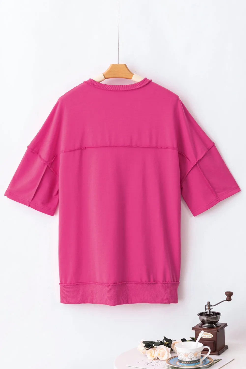 Women's Oversized T Shirts Casual Short Sleeve Henley Neck Summer Tops Tees