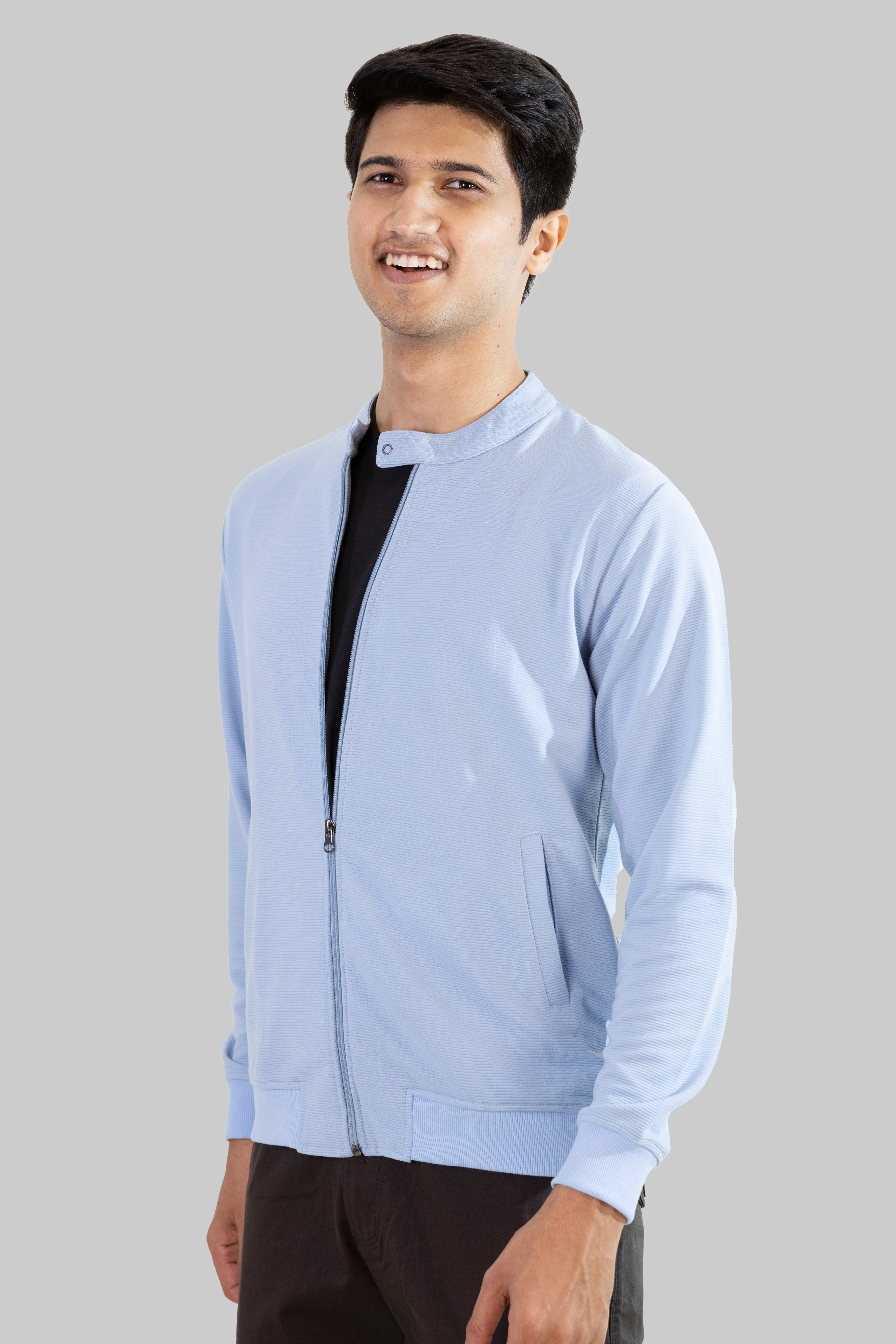 Zip-Up Jacket: Light Blue