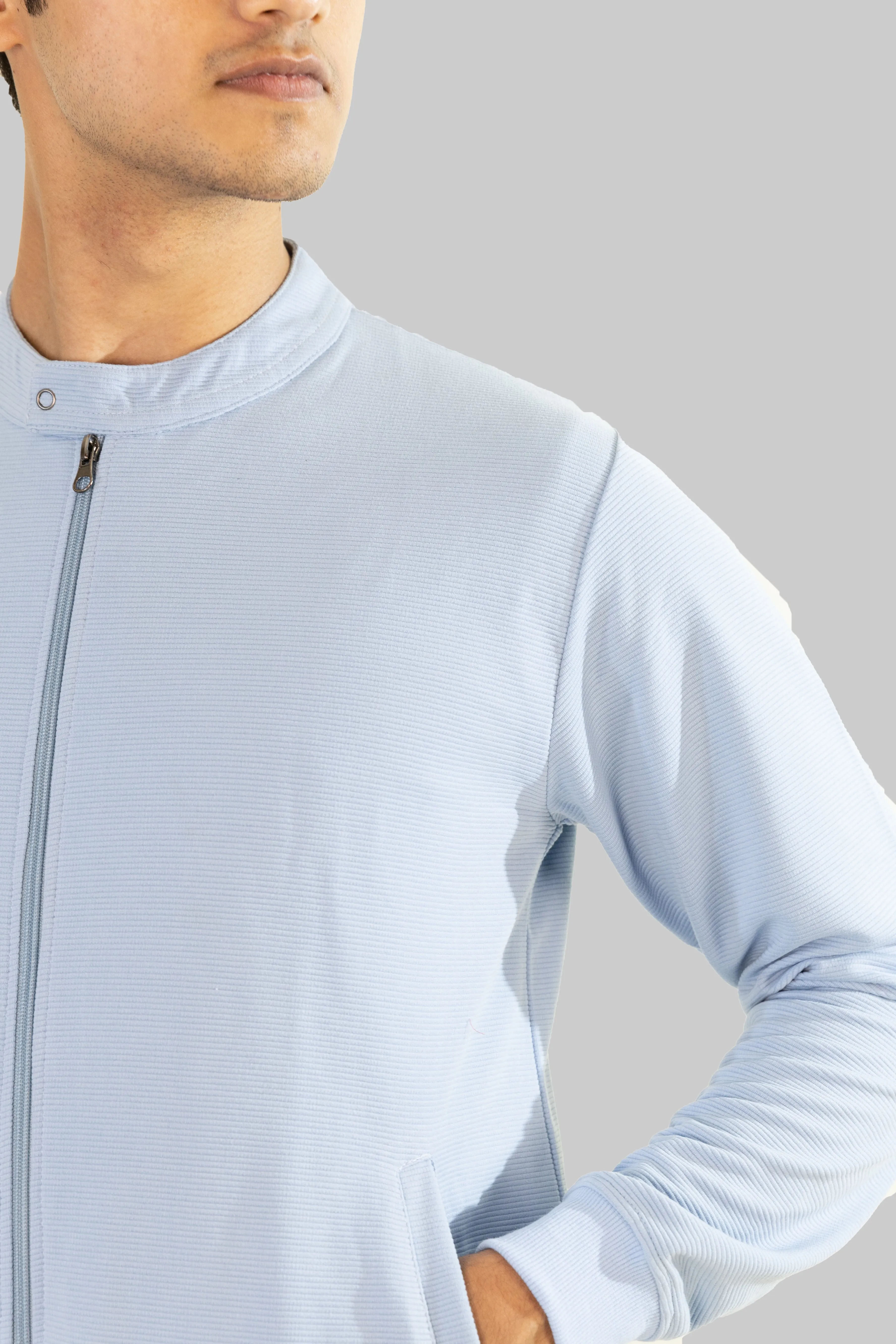 Zip-Up Jacket: Light Blue